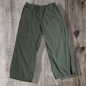 Old Navy Linen Blend Wide Leg Pants Olive Green Women’s L Minimalist Neutral